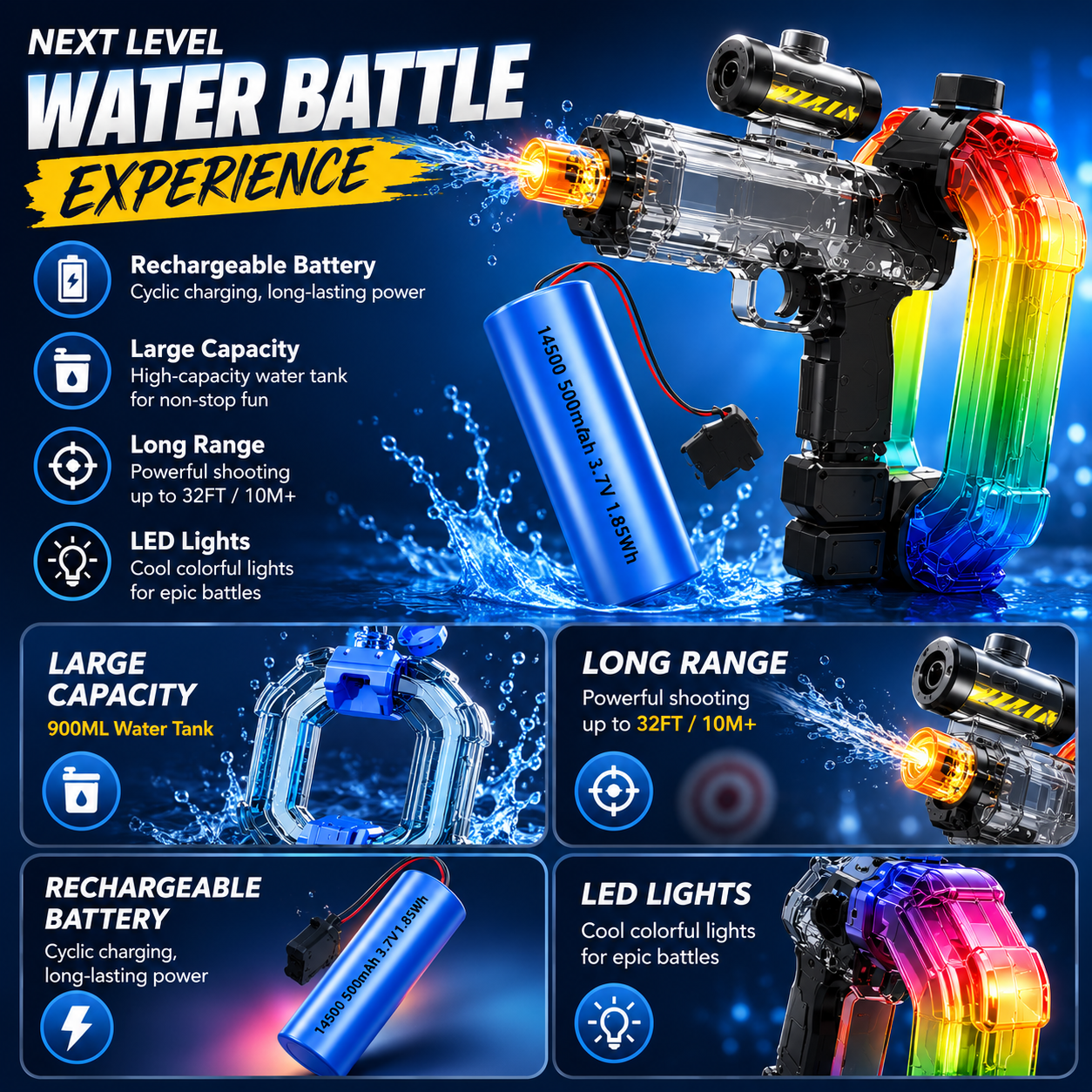 SplashJoy™ Electric LED Water Blaster